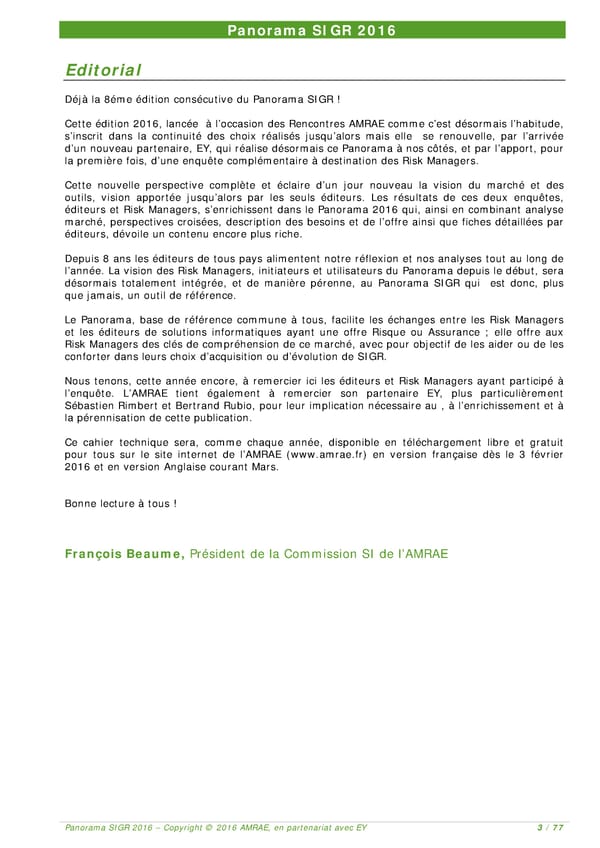 EY -  8e Panorama de l'AMRAE sur les Systèmes d’Information de Gestion des Risques - Page 3