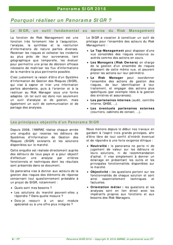 EY -  8e Panorama de l'AMRAE sur les Systèmes d’Information de Gestion des Risques - Page 6