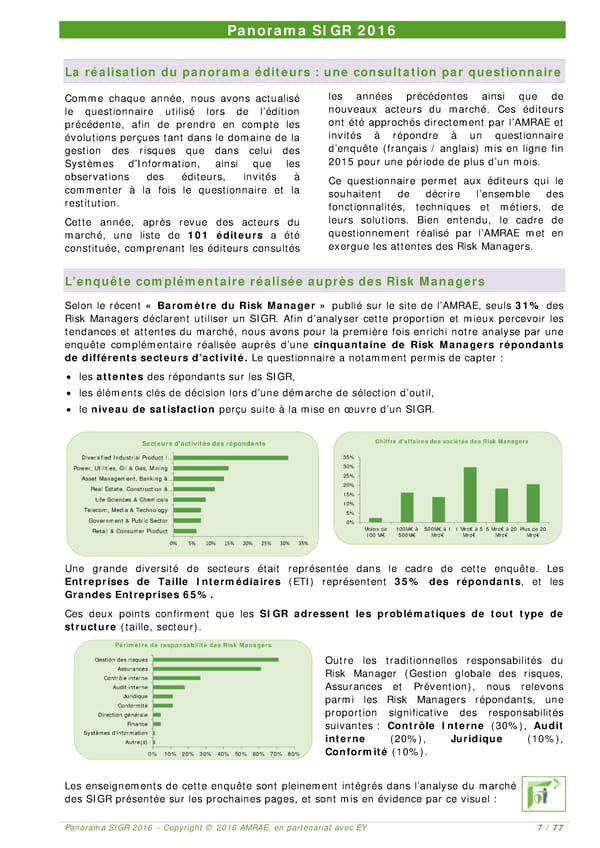 EY -  8e Panorama de l'AMRAE sur les Systèmes d’Information de Gestion des Risques - Page 7