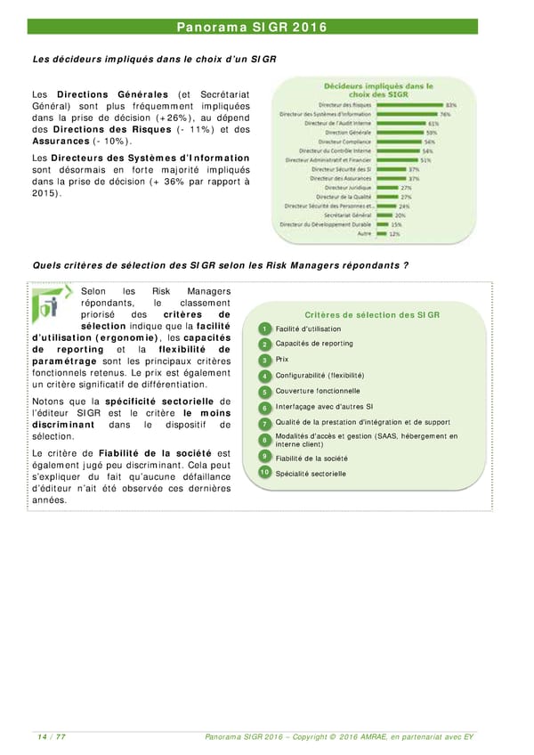 EY -  8e Panorama de l'AMRAE sur les Systèmes d’Information de Gestion des Risques - Page 14