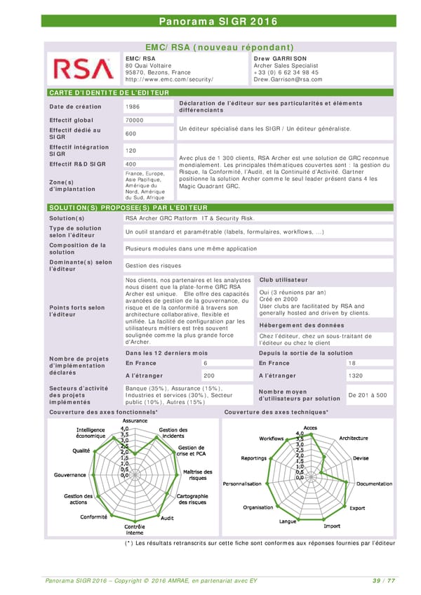 EY -  8e Panorama de l'AMRAE sur les Systèmes d’Information de Gestion des Risques - Page 38