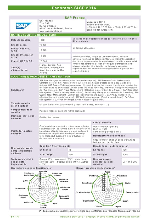 EY -  8e Panorama de l'AMRAE sur les Systèmes d’Information de Gestion des Risques - Page 62